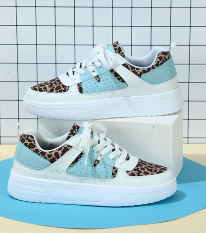 Kvinnors Trendiga Blå Sneakers i Syntetmaterial med Hög Komfort-1