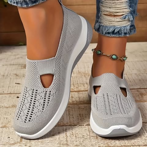 Snyggt Letvægts Strikket Sneakers med Udsparinger for Dame | Idealisk för vardagsbruk