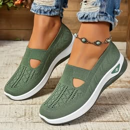 Snyggt Letvægts Strikket Sneakers med Udsparinger for Dame | Idealisk för vardagsbruk