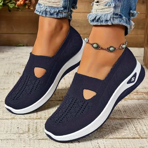 Snyggt Letvægts Strikket Sneakers med Udsparinger for Dame | Idealisk för vardagsbruk