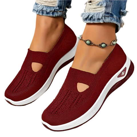 Snyggt Letvægts Strikket Sneakers med Udsparinger for Dame | Idealisk för vardagsbruk