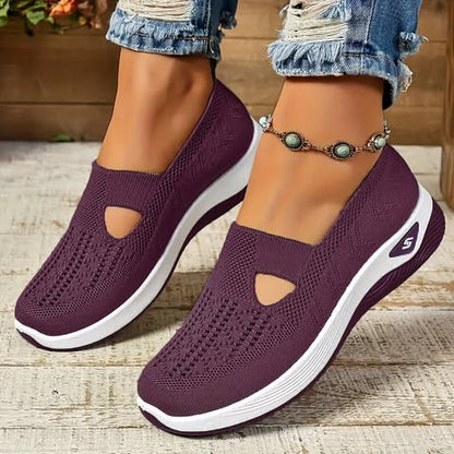 Snyggt Letvægts Strikket Sneakers med Udsparinger for Dame | Idealisk för vardagsbruk