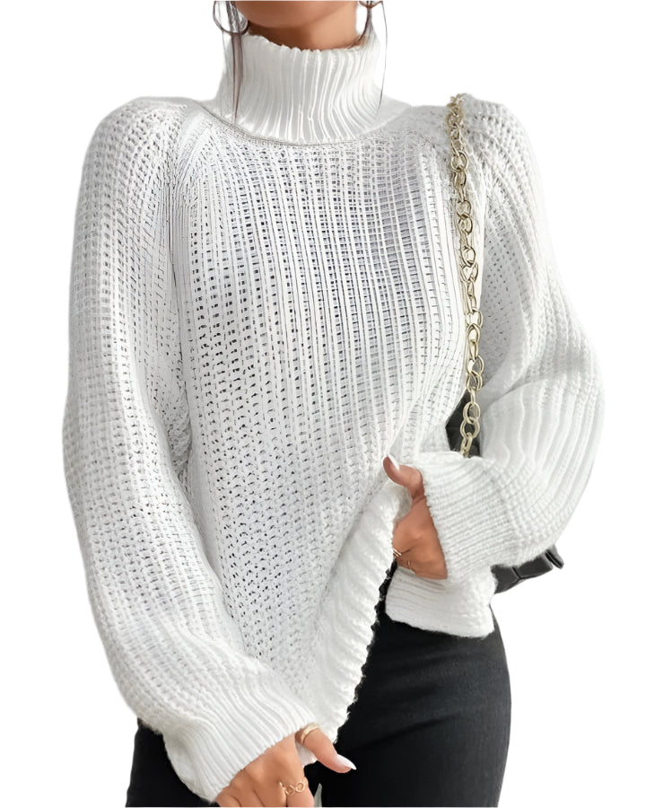 Elegant Stickad Polotröja Med Slits För Dam | Perfekt för vintern