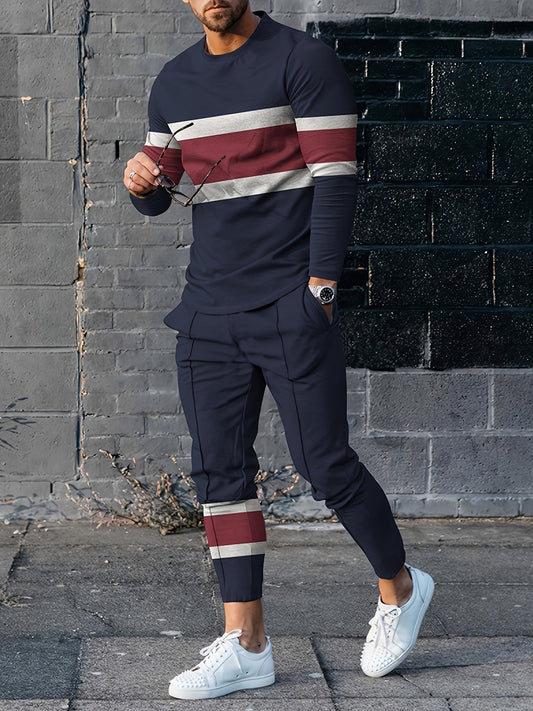 Avslappnad Fleecelined Träningsset med Full Dragkedja Långärmad Hoodie och Joggingbyxor för Herr | Perfekt för lediga dagar