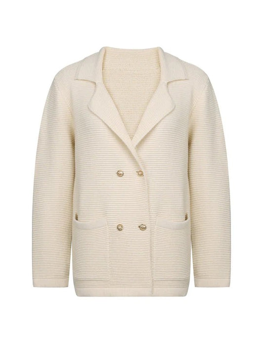 Dam Chic Rutiga Blazer i Polyester med Knappstängning och Funktionella Fickor